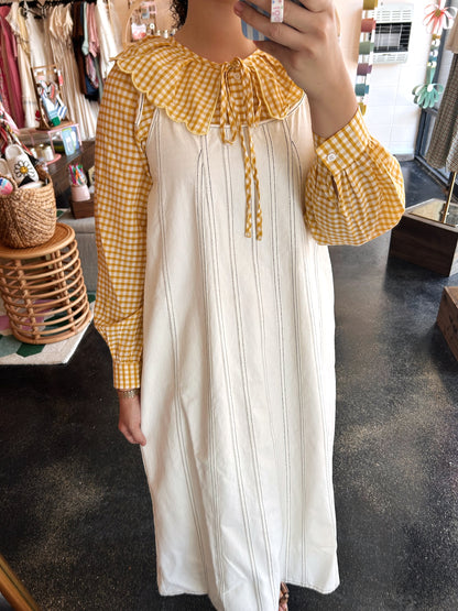 Off White Shoulder Tie Dress