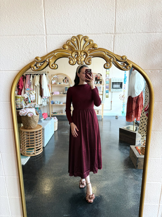 Burgundy Twofer Sweater Dress - SMALL