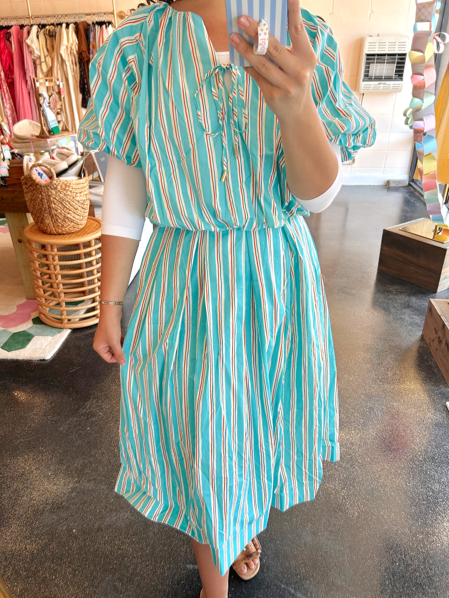 Teal Stripe Set Skirt