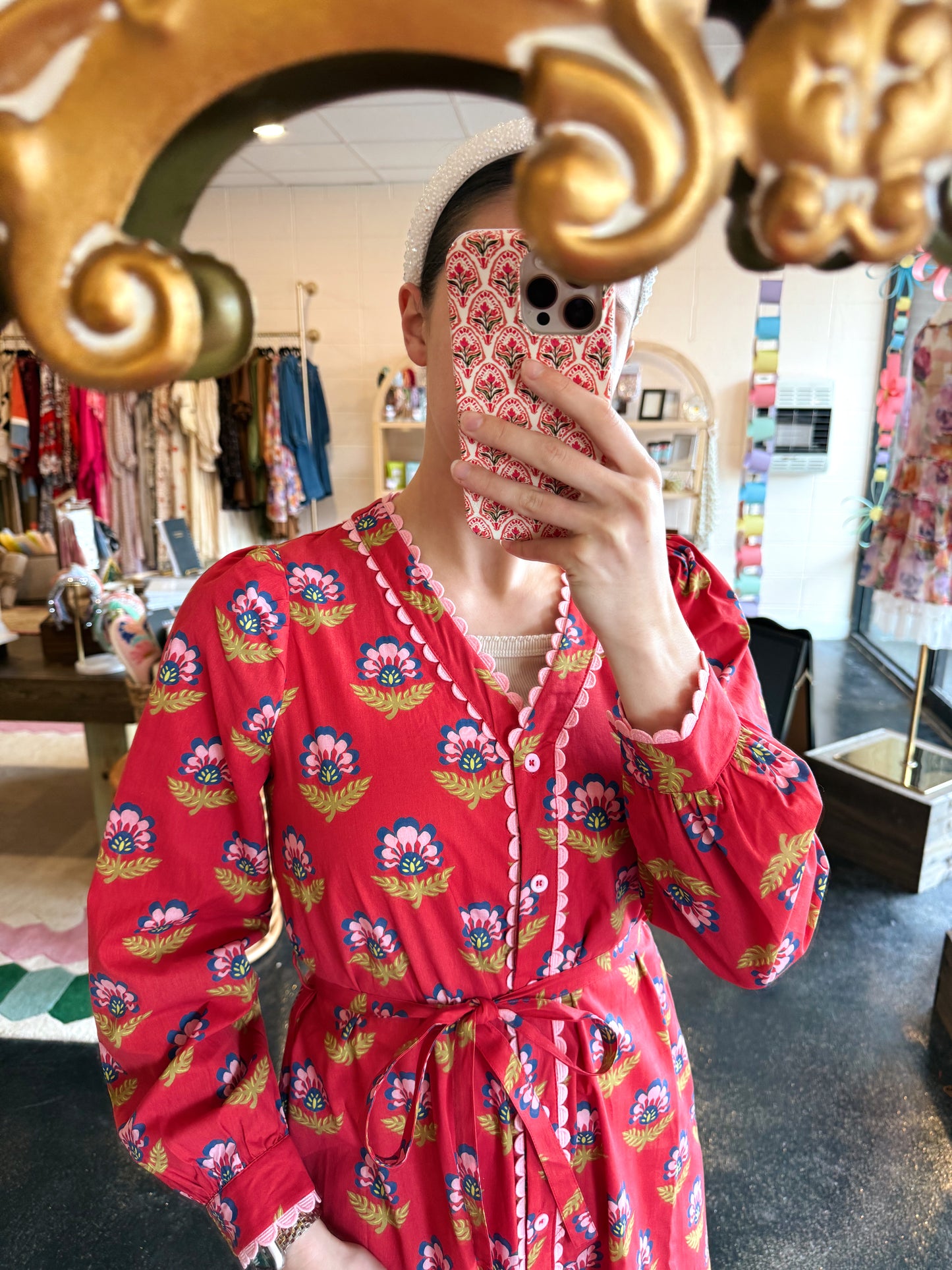 Berry Print Button Dress