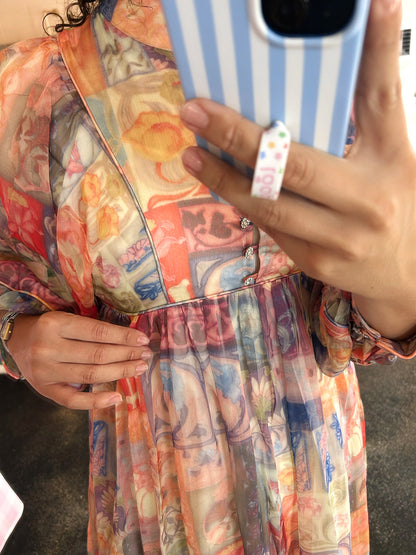 Patchwork Print Midi Dress