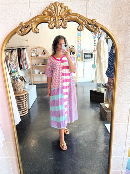 Purple Mix Stripe Dress