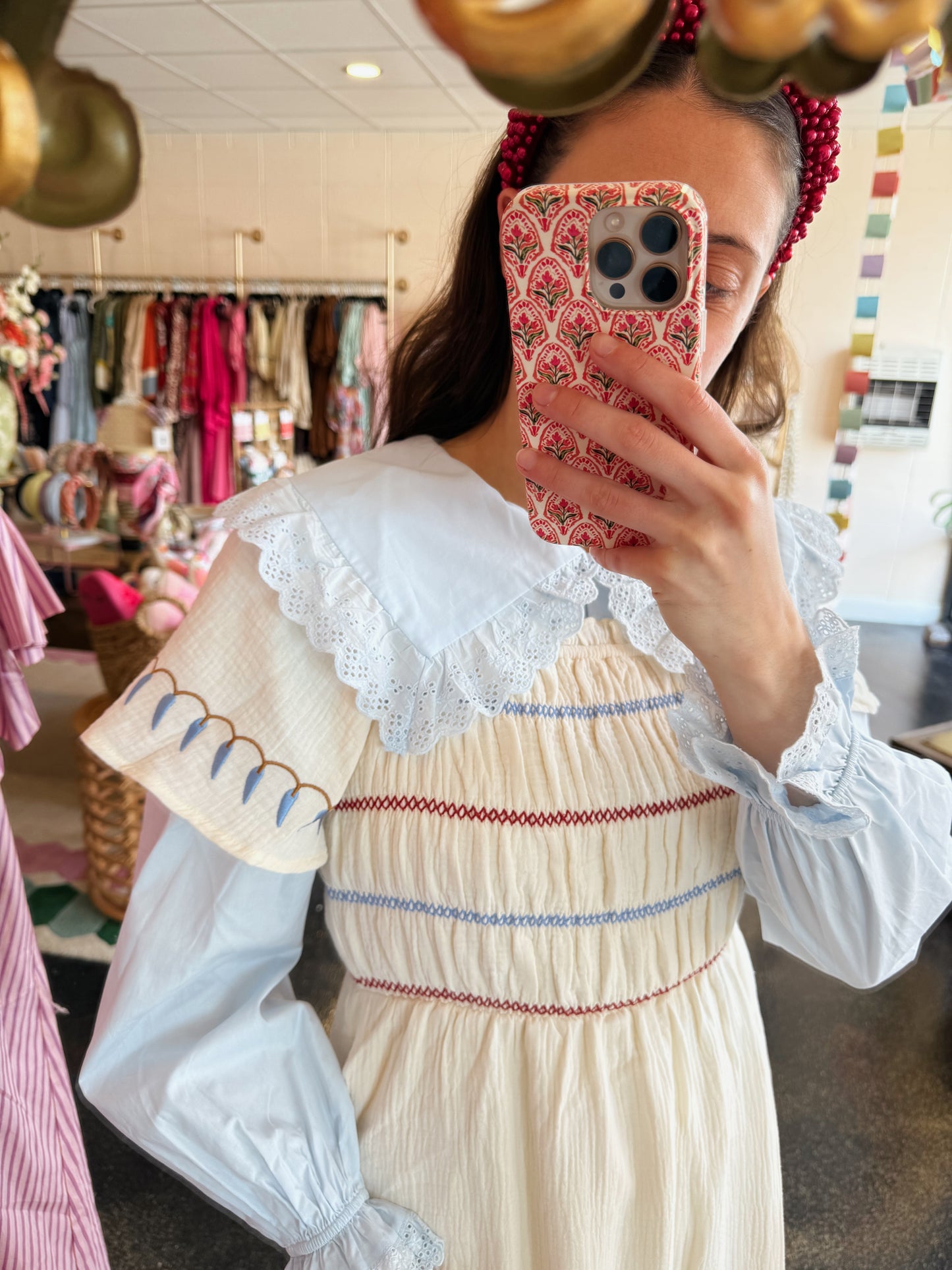Cream Embroidered Dress