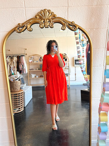 Blood Orange Detail Wrap Dress