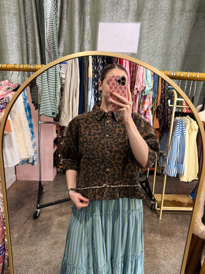 Leopard Rufle Hem Top