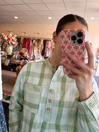 Apple Green Plaid Top