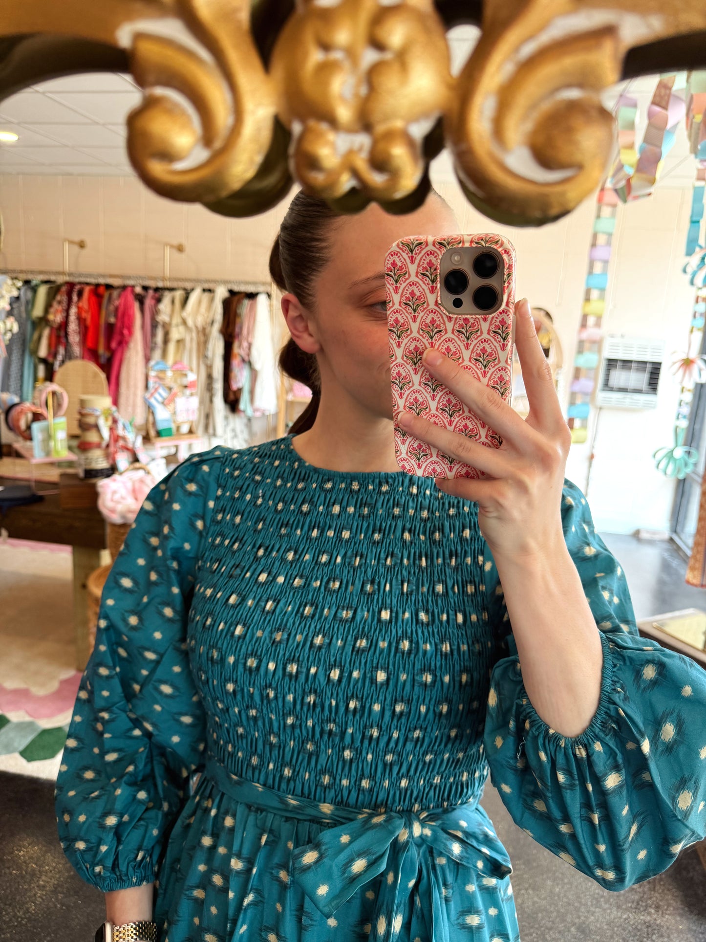 Teal Printed Dress