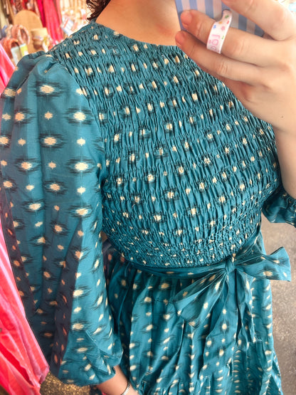 Teal Printed Dress