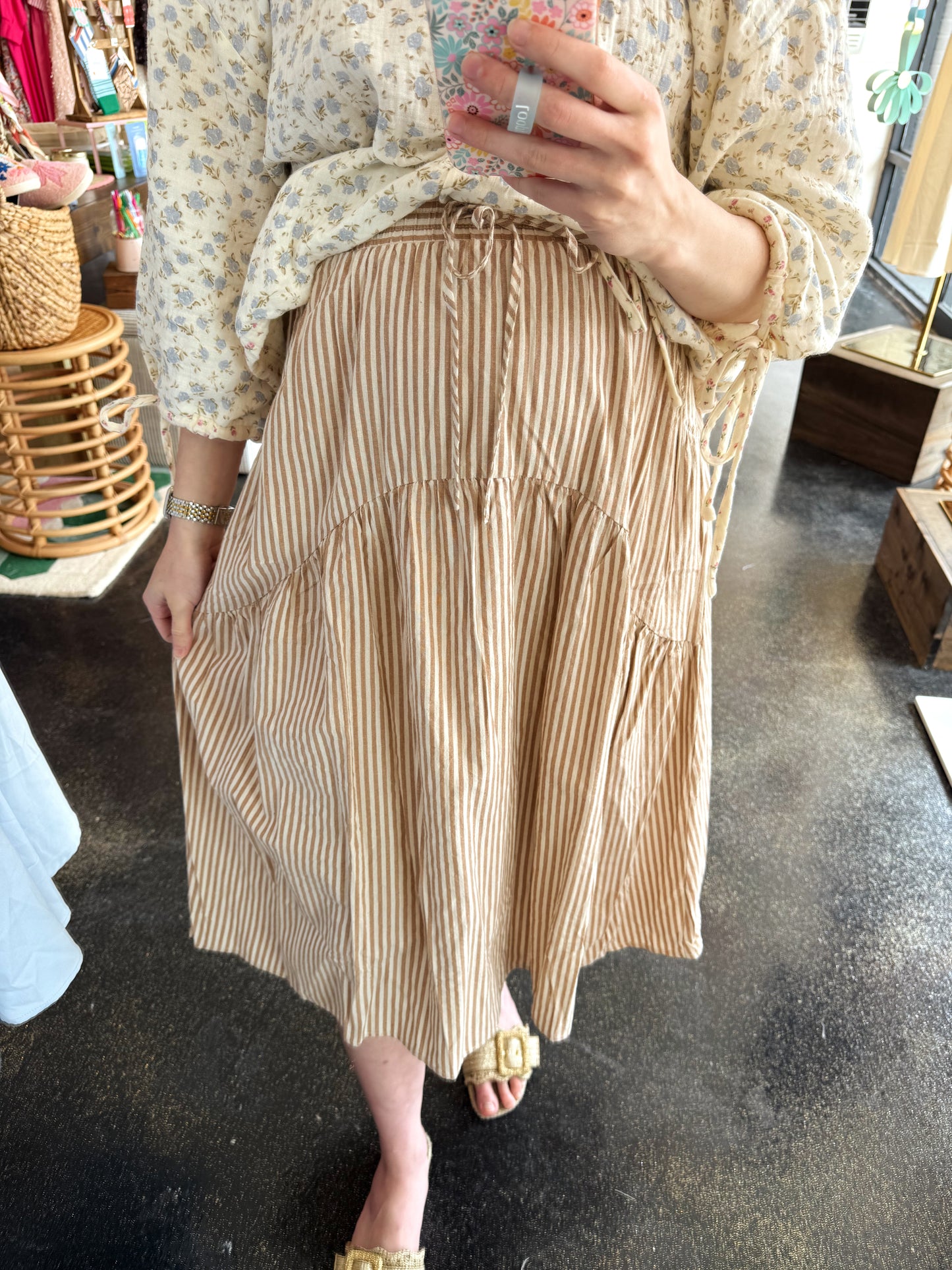 Striped Midi Skirt