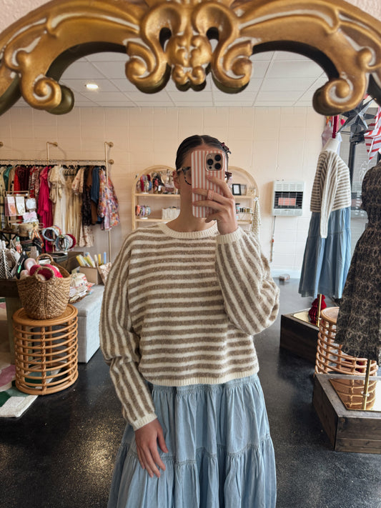 Striped Knit Sweater - SMALL