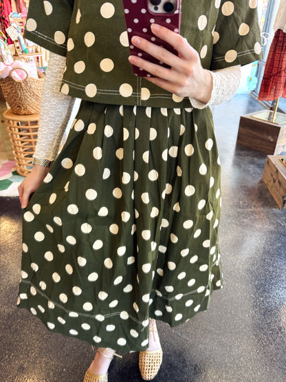 Olive Polka Dot Set Skirt