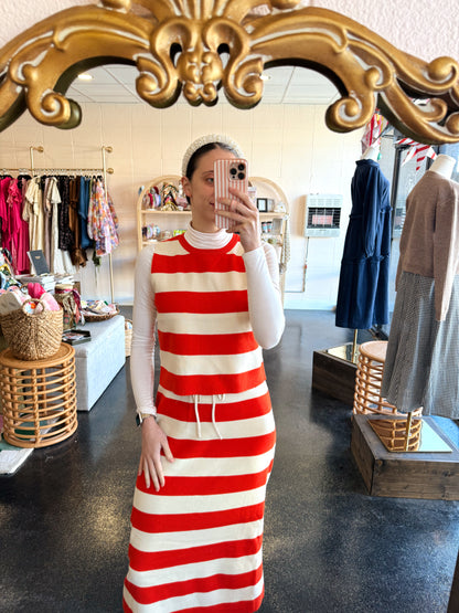 Orange Stripe Sweater Set