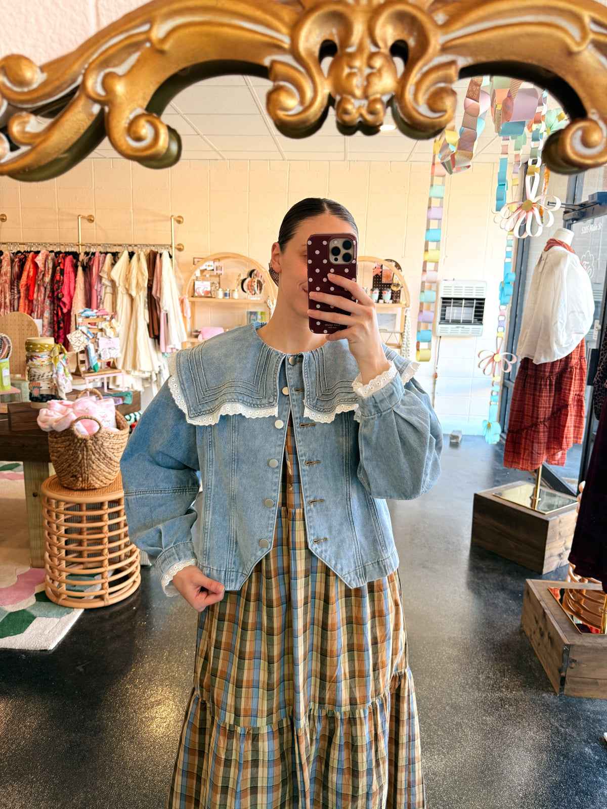 Lace Trim Denim Jacket