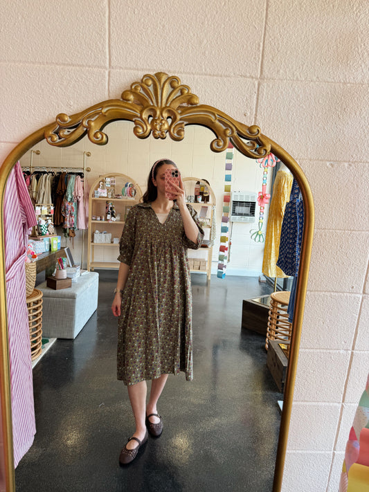 Green Floral Dress - MEDIUM