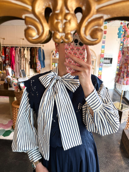 Striped Neck Tie Top