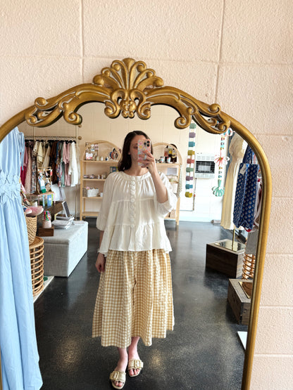 Front Button Check Skirt