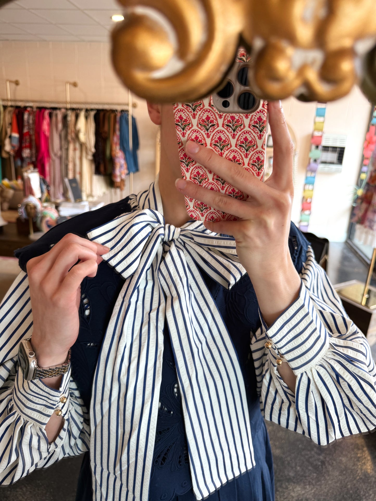 Striped Neck Tie Top