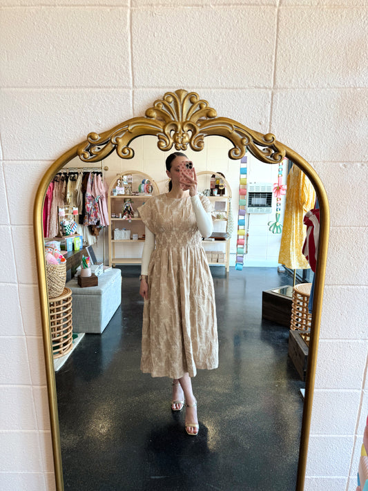 Beige Embroidered Dress