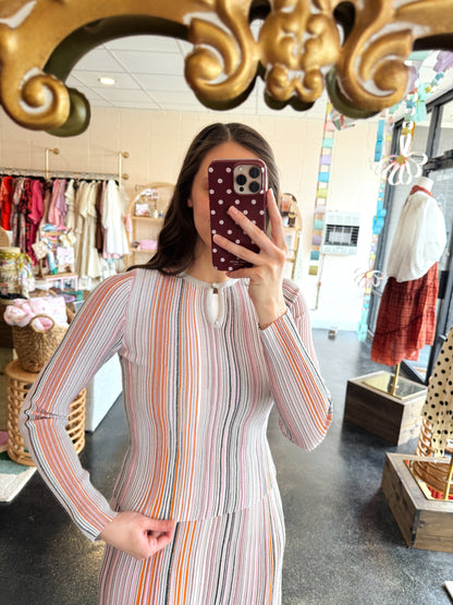 Multicolor Striped Knit Set Top