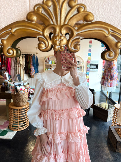 Scalloped Eyelet Collar Blouse