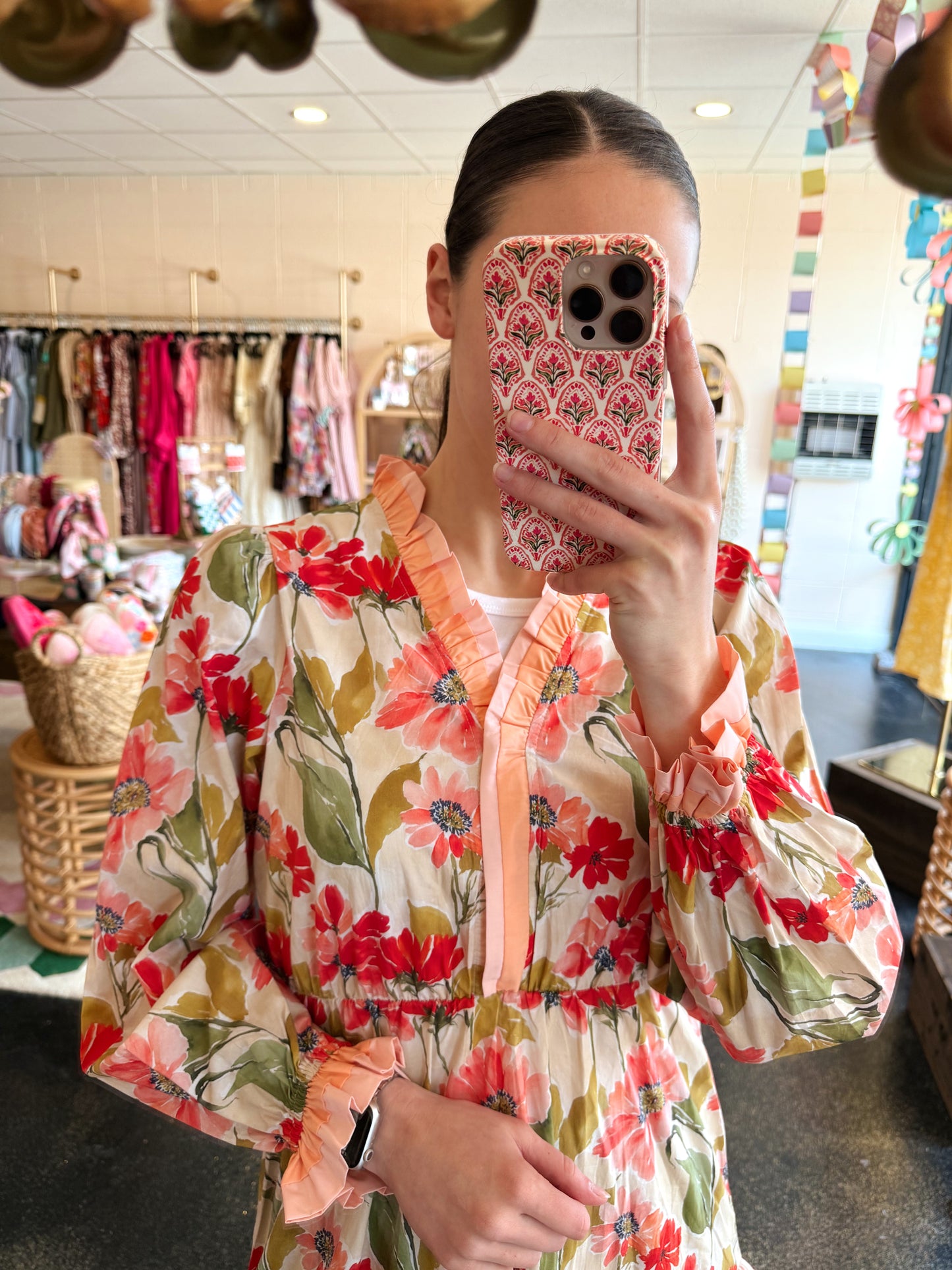 Olive & Pink Floral Dress