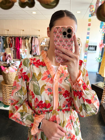 Olive & Pink Floral Dress