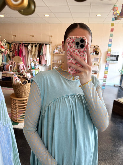 Teal Polka Dot Mesh Top