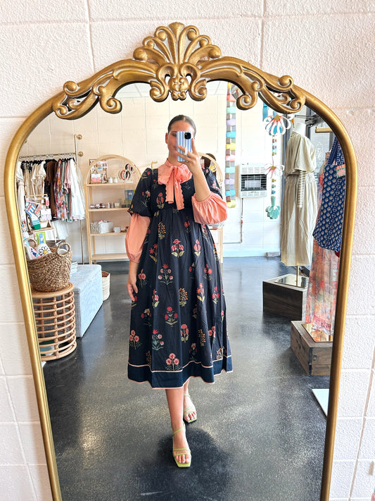 Smocked Floral Print Dress