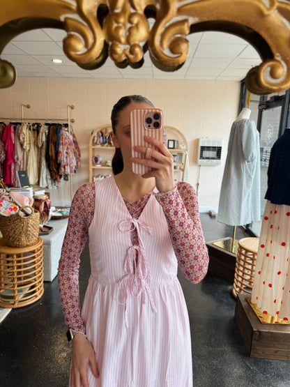 Pink Stripe Tie Dress