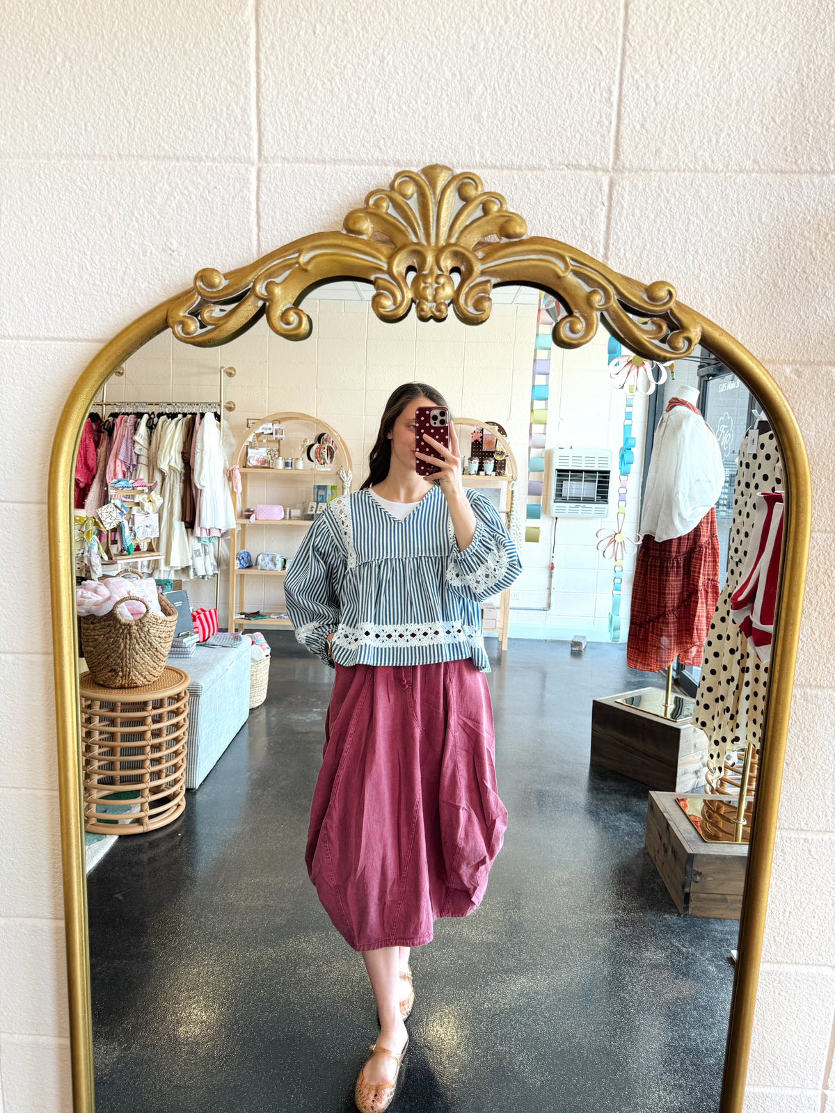 Washed Denim Balloon Skirt
