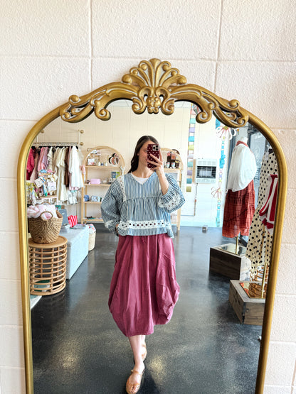 Washed Denim Balloon Skirt
