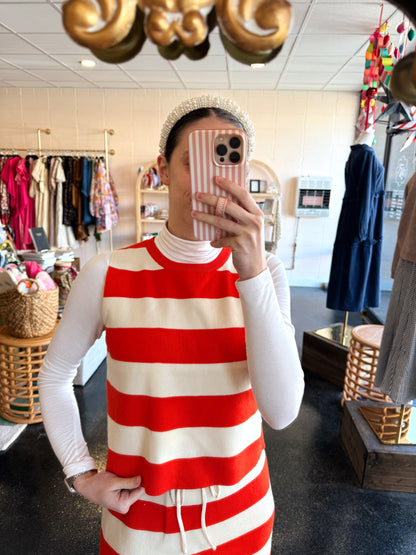 Orange Stripe Sweater Set