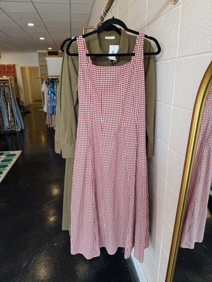 Brick Gingham Midi Dress