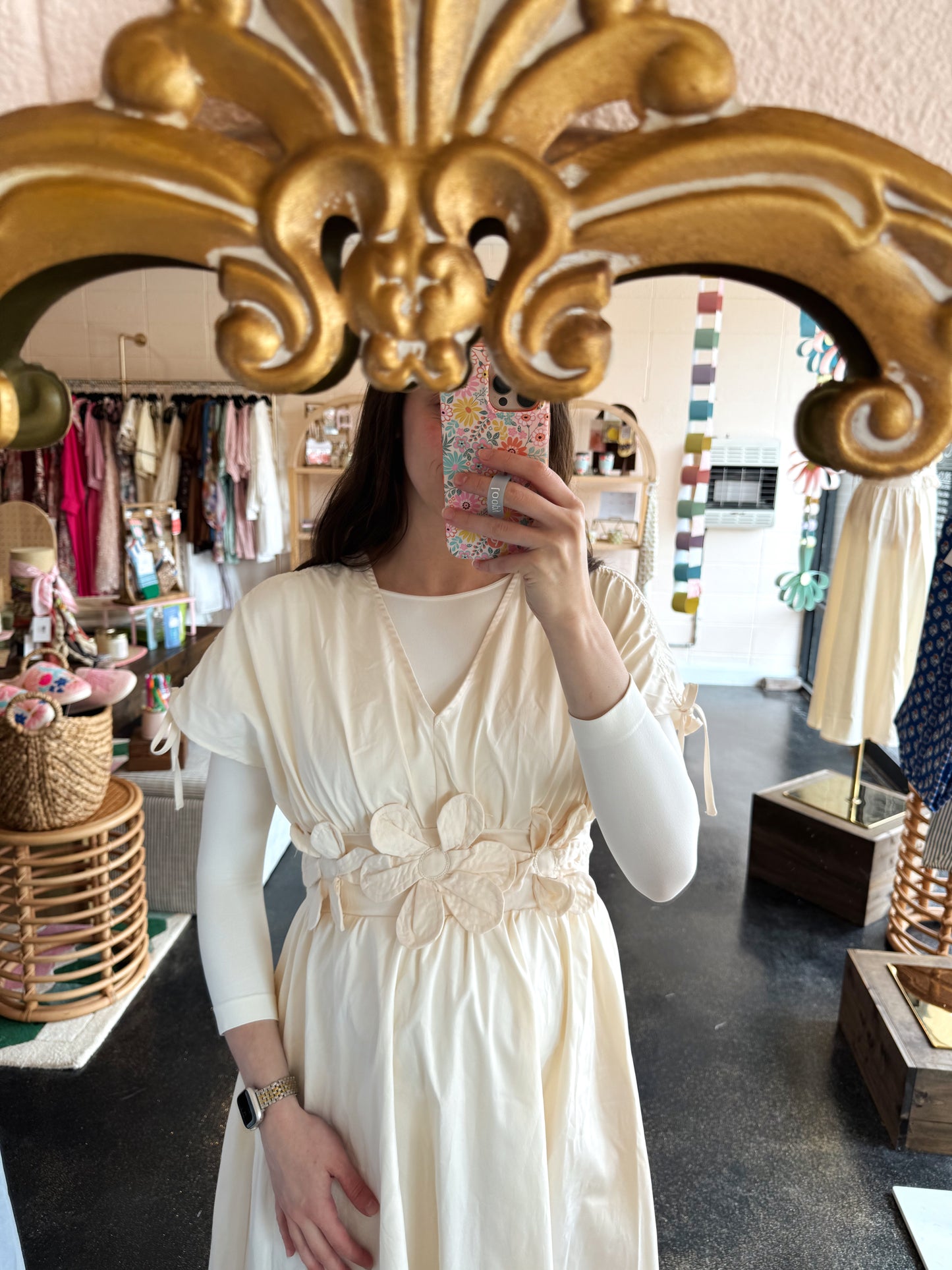 Floral Waist Applique Dress