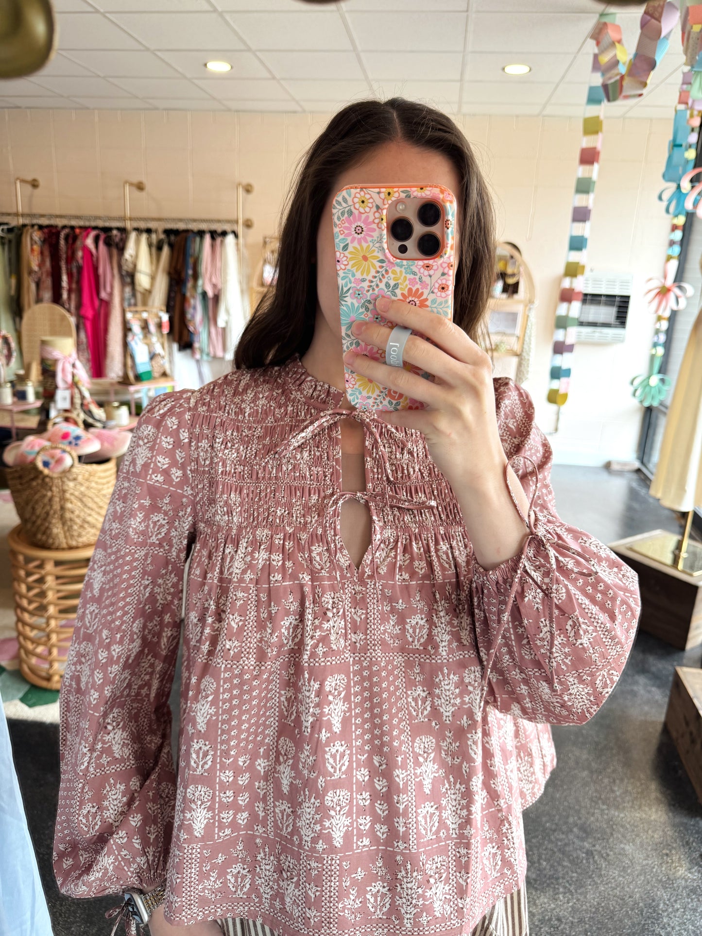 Mauve Smocked Top