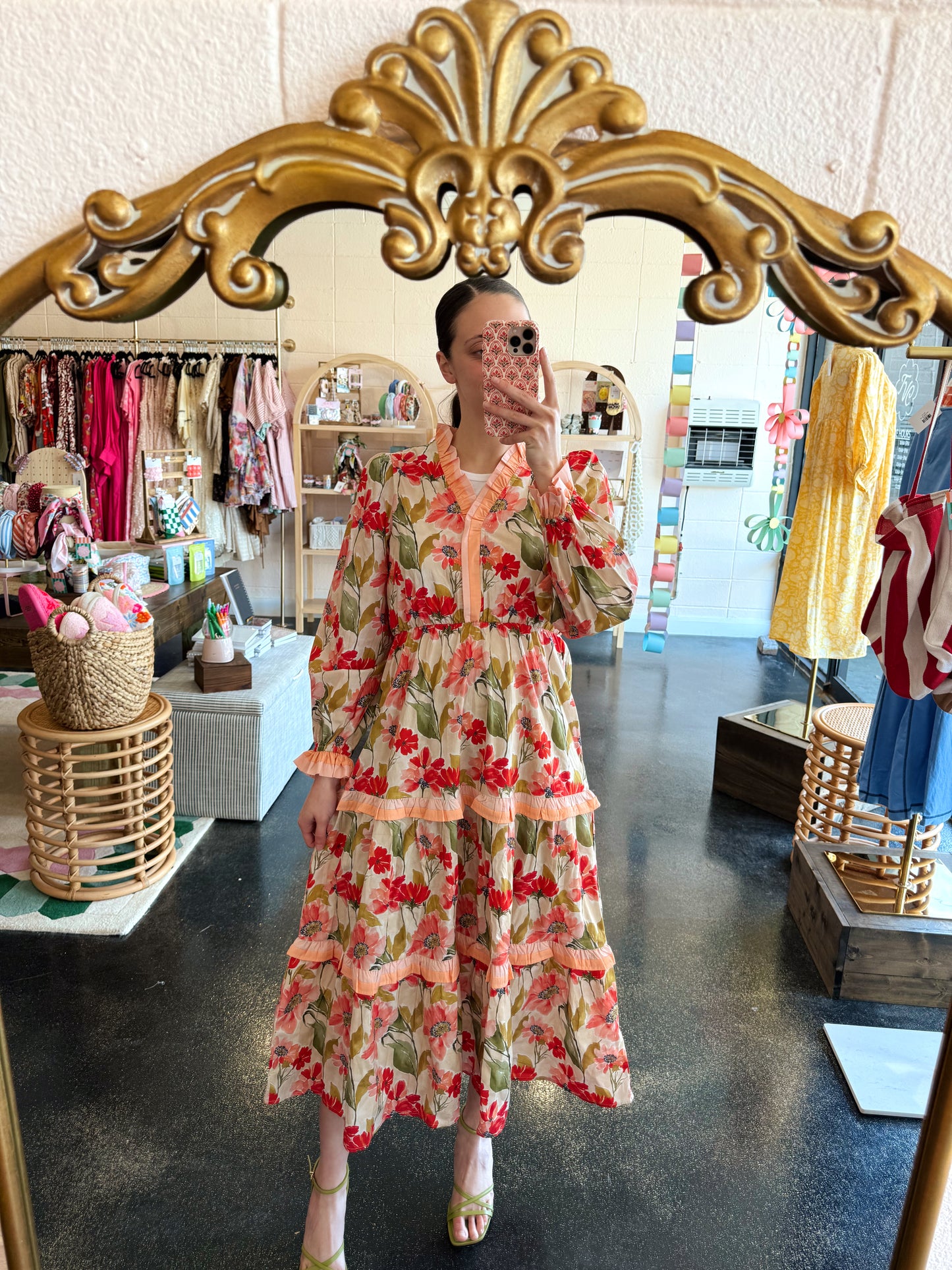 Olive & Pink Floral Dress