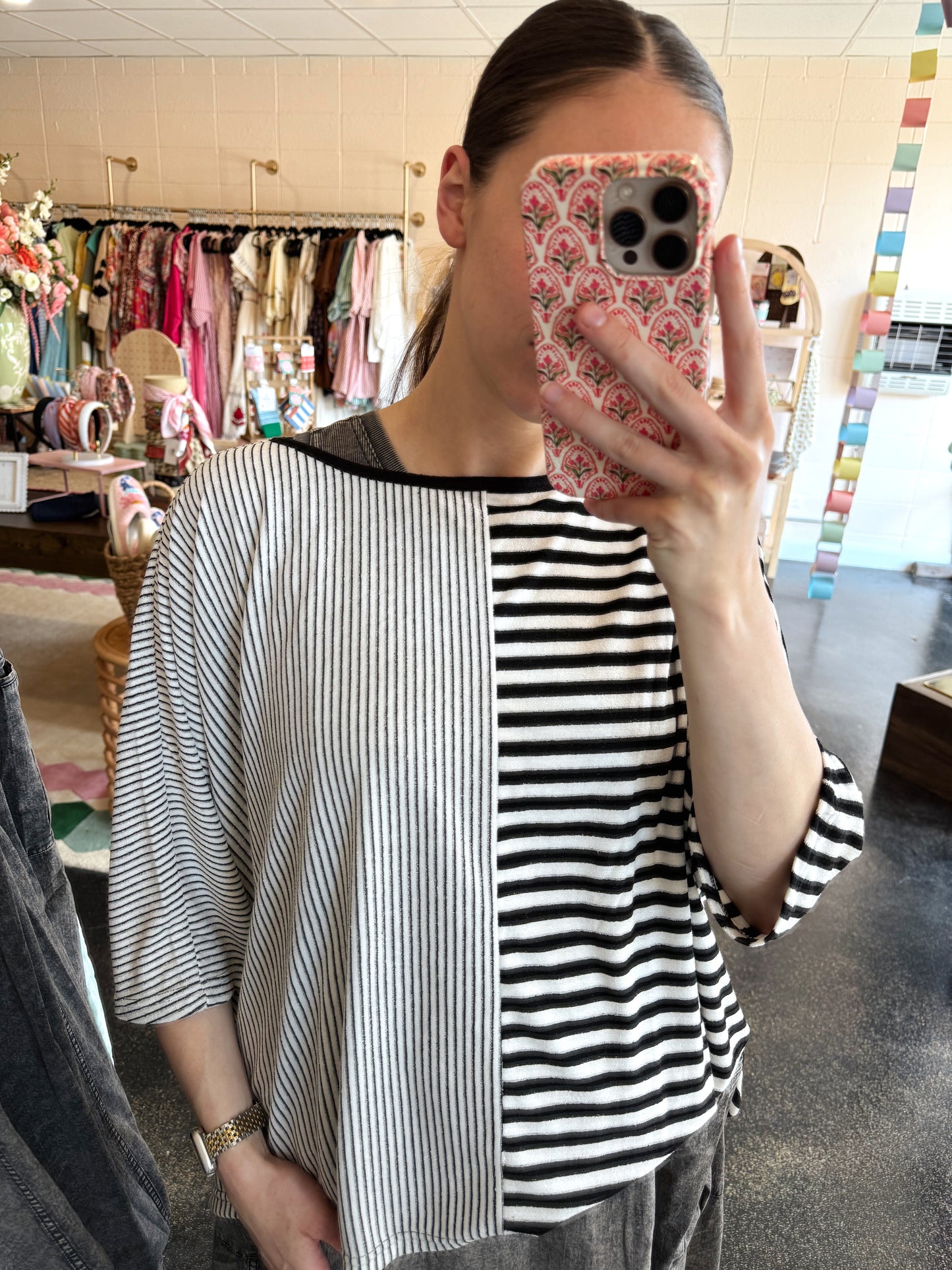 Mix Stripe Oversized Top