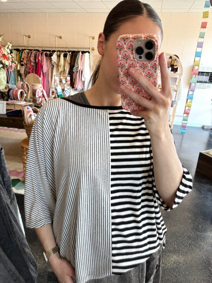 Mix Stripe Oversized Top