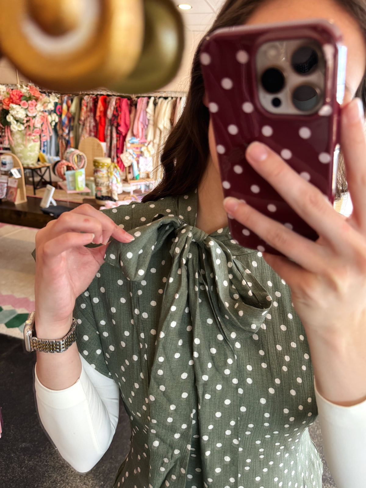 Polka Dot Tie Neck Dress