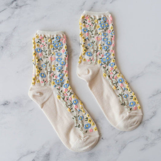 Oatmeal Floral Socks