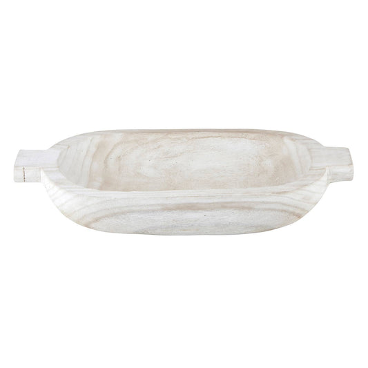 Large Paulownia Double Handle Bowl - White