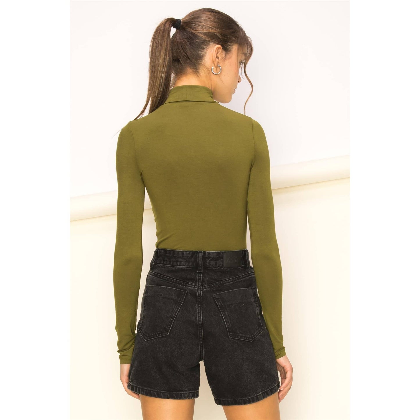 Olive Turtleneck Top