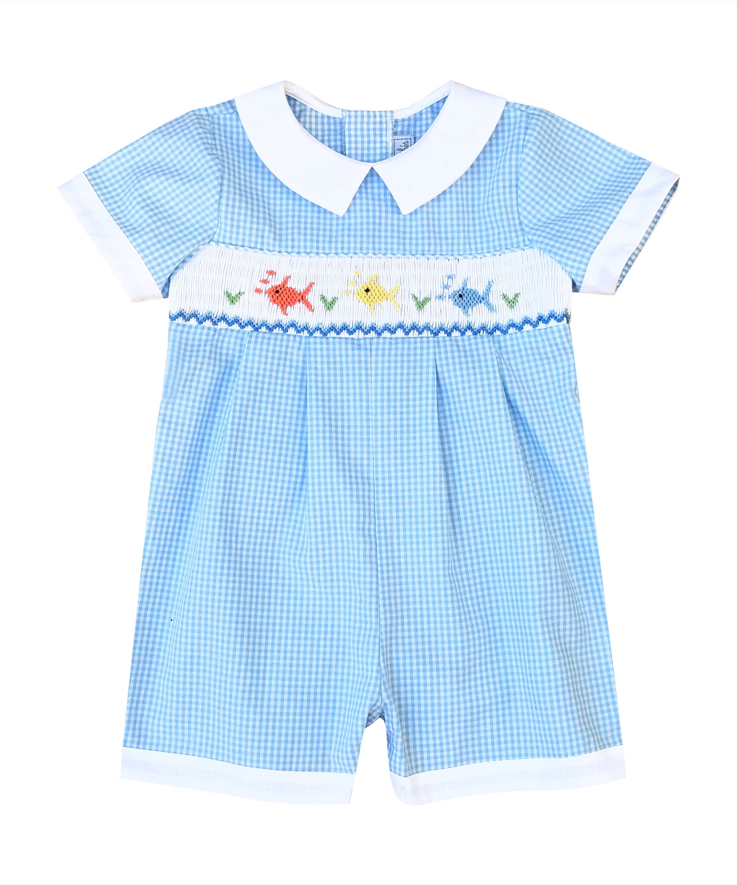 Blue Gingham Fish Romper