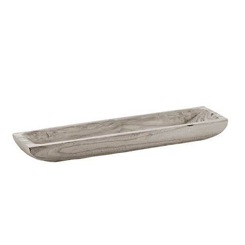 Paulownia Wood Rectangle Tray - Grey