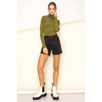 Olive Turtleneck Top