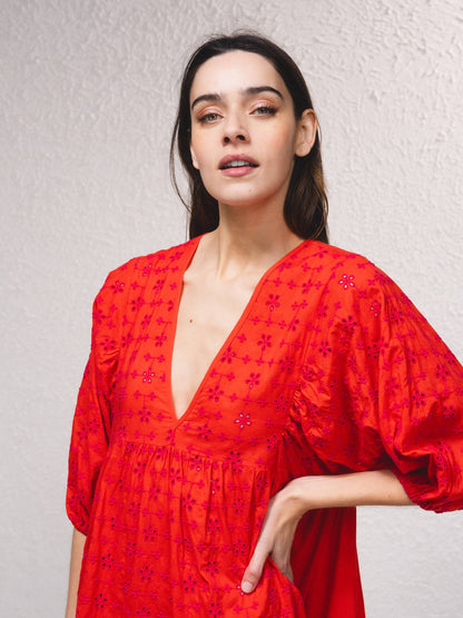 English Embroidery Dress - LARGE