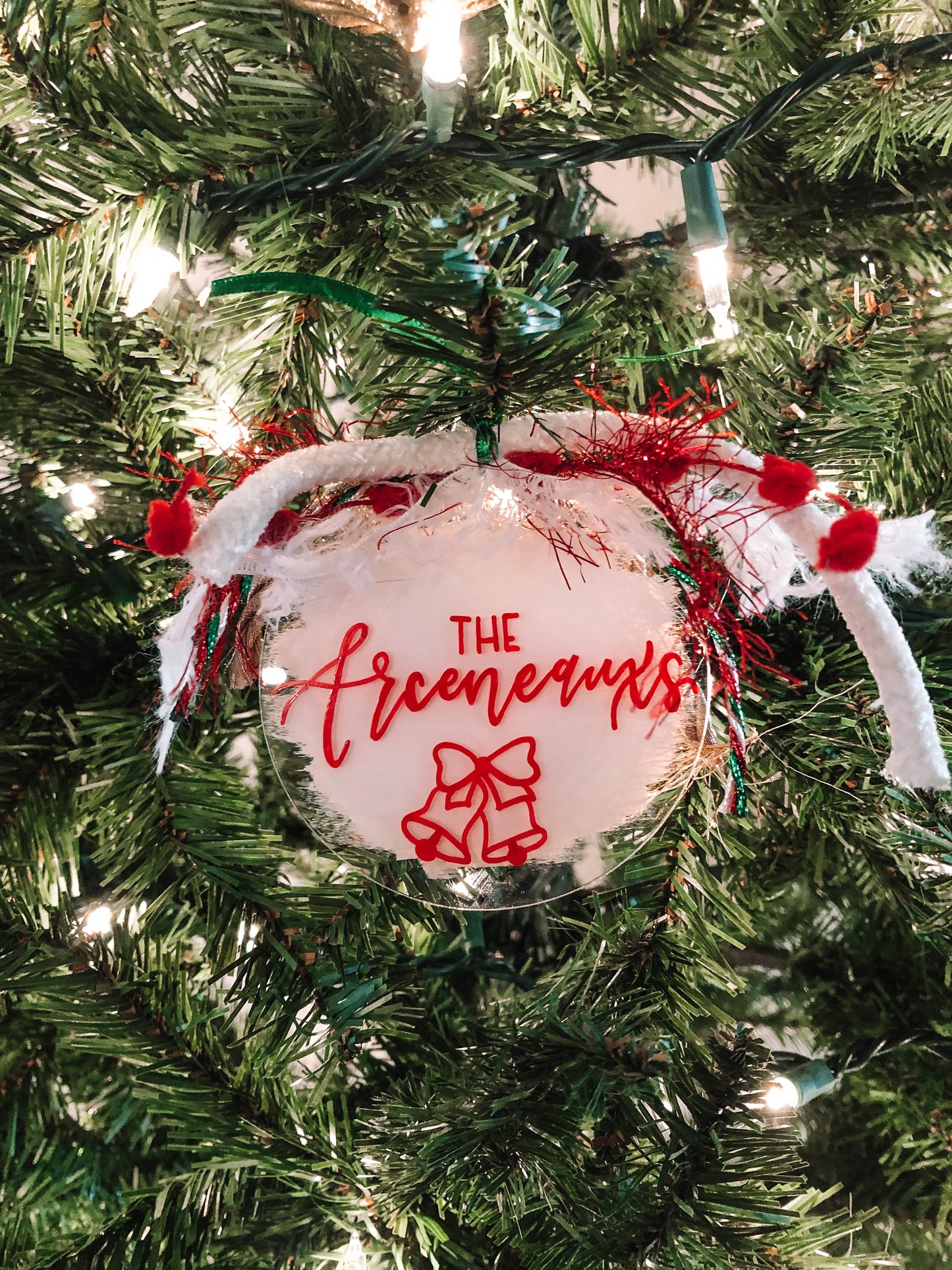 Last Name Custom Christmas Ornament with Icon