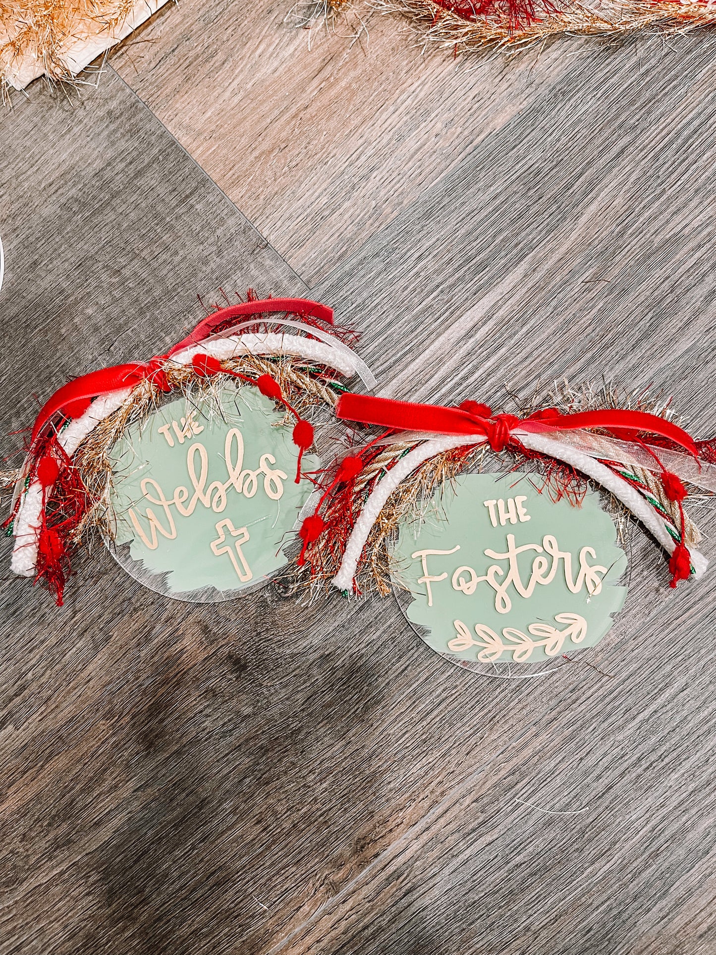 Last Name Custom Christmas Ornament with Icon